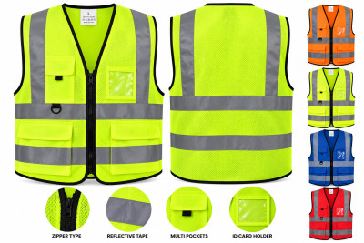 HI-VIS REFLECTIVE SAFETY VEST ??? ZIPPER TYPE