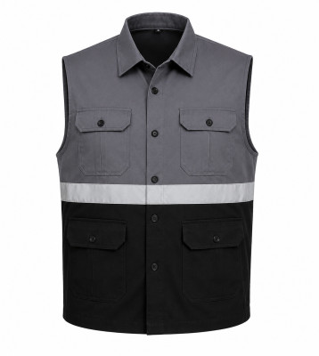 REFLECTIVE WORK VEST (GREY & BLACK)