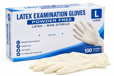 LATEX EXAMINATION GLOVES – POWDER FREE (L)