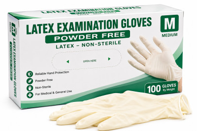 LATEX EXAMINATION GLOVES – POWDER FREE (M)