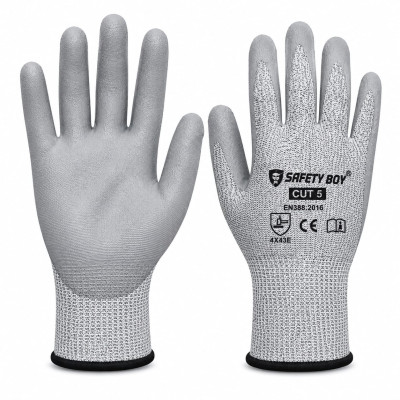 CUT LEVEL 5 PU COATED GLOVES-SAFETY BOY