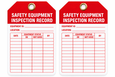 EQUIPMENT INSPECTION TAGS RED
